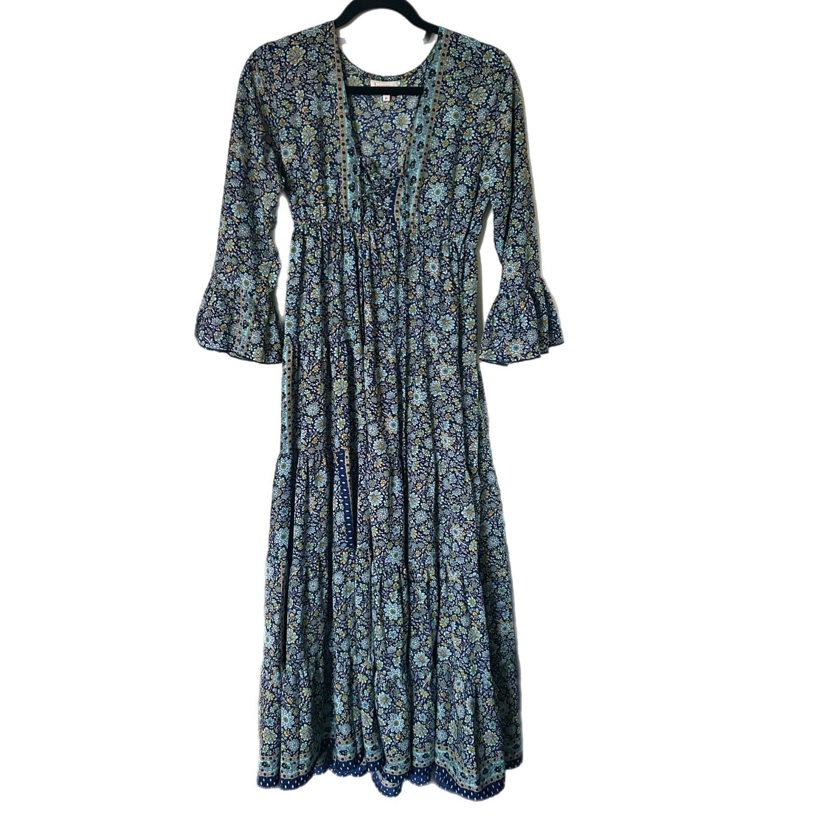 Anthropologie Boemo Maxi Dress Medium Empire Tiered Ruffle Boho Floral Hippie